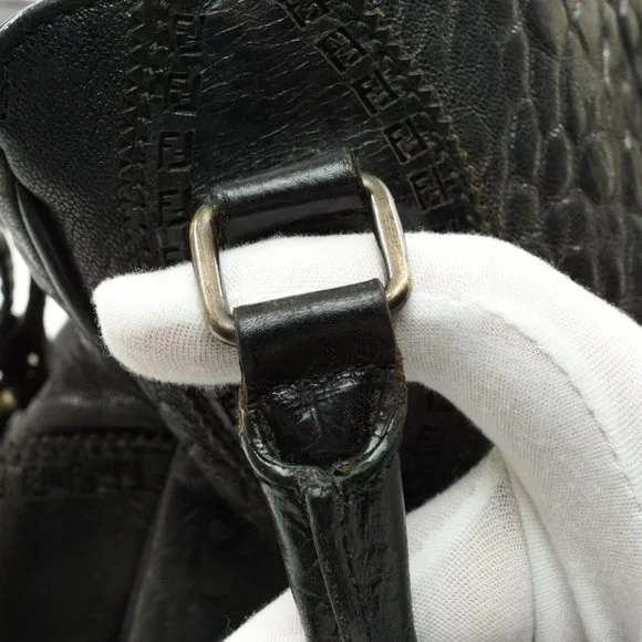 Auth Fendi Hand Bag Leather Black #25155F84 - Picture 11 of 13